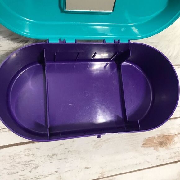 Vintage 90's Travel Case Box Makeup Teal Purple‎ Cosmetic - Picture 9 of 14